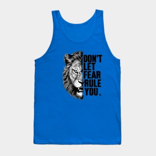 "Fearless Lion Typography Art Print Stoic Quote" - Inspiration, Animal Wisdom Tank Top